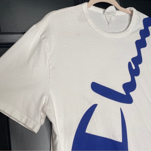 Vintage Champion Large Logo Spell Out Short Sleeve T-Shirt Cotton Size Large - Picture 2 of 8